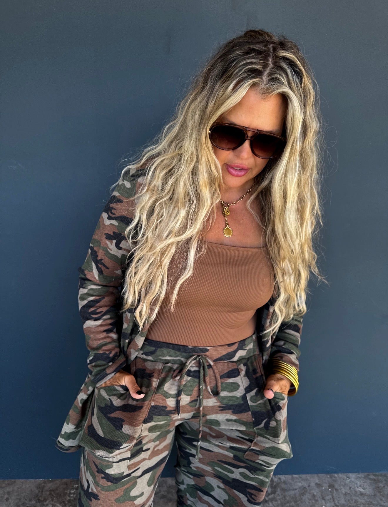 PREORDER - Camo Waffle Reese Cardigan