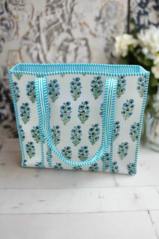 Juniper Blue & White Floral Tote Bag