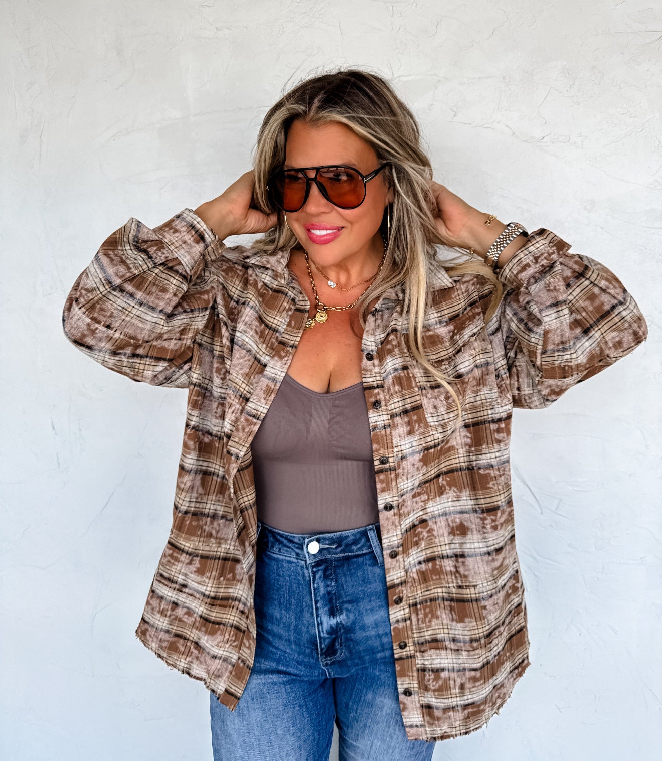 PREORDER - Juniper Bleached Plaid Top - 4 colors