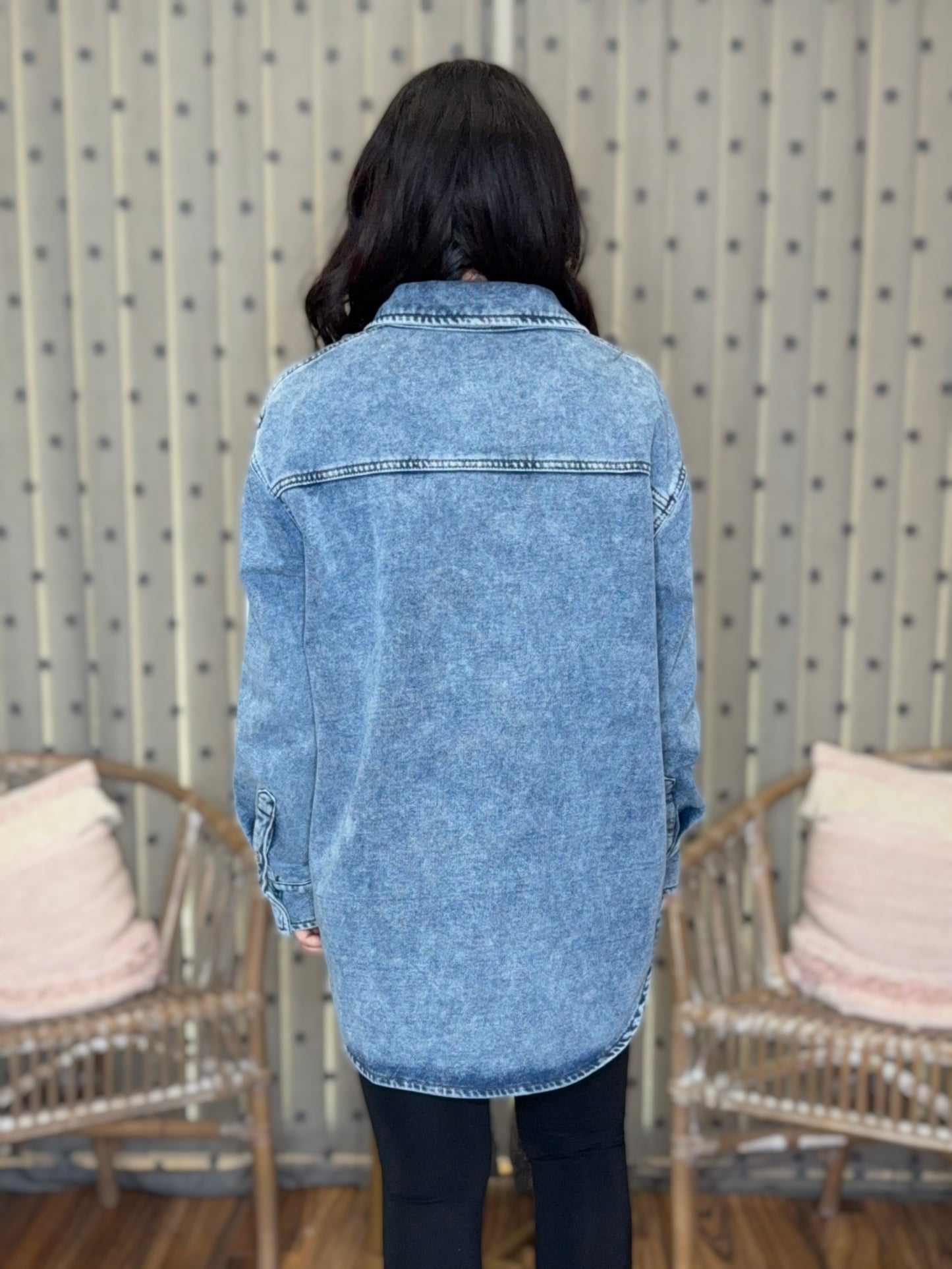 Washed French Terry Button Down
