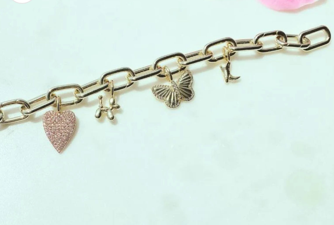 The Sis Kiss Token Charm Bracelet