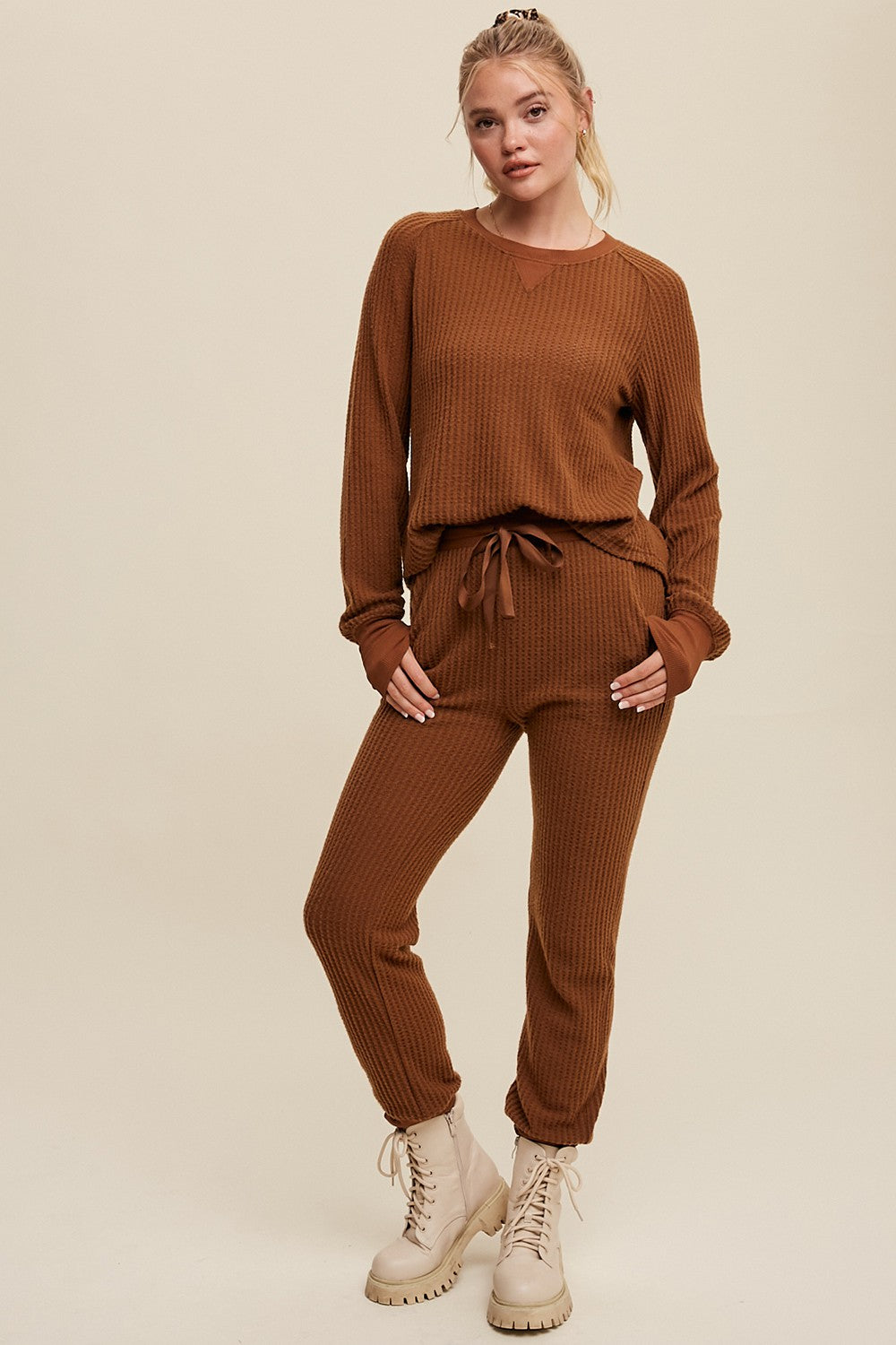 Carmen Waffle Knit Lounge Set