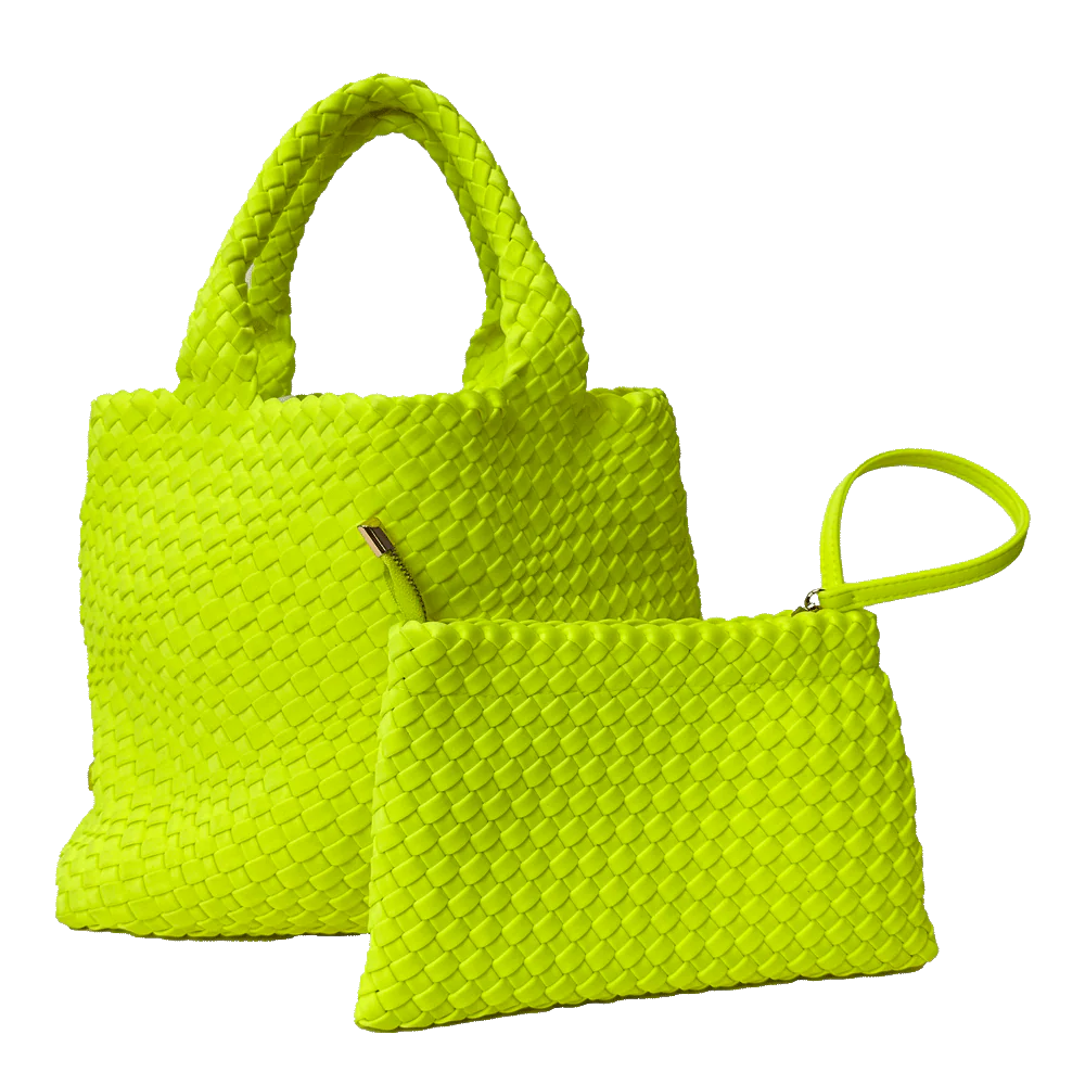 Lily Woven Neoprene Tote with Pouch - 14 colors