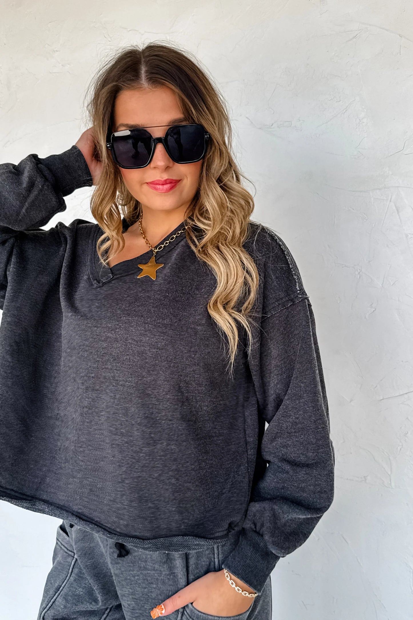 PREORDER - Faded Feels V-Neck Pullover - 5 colors