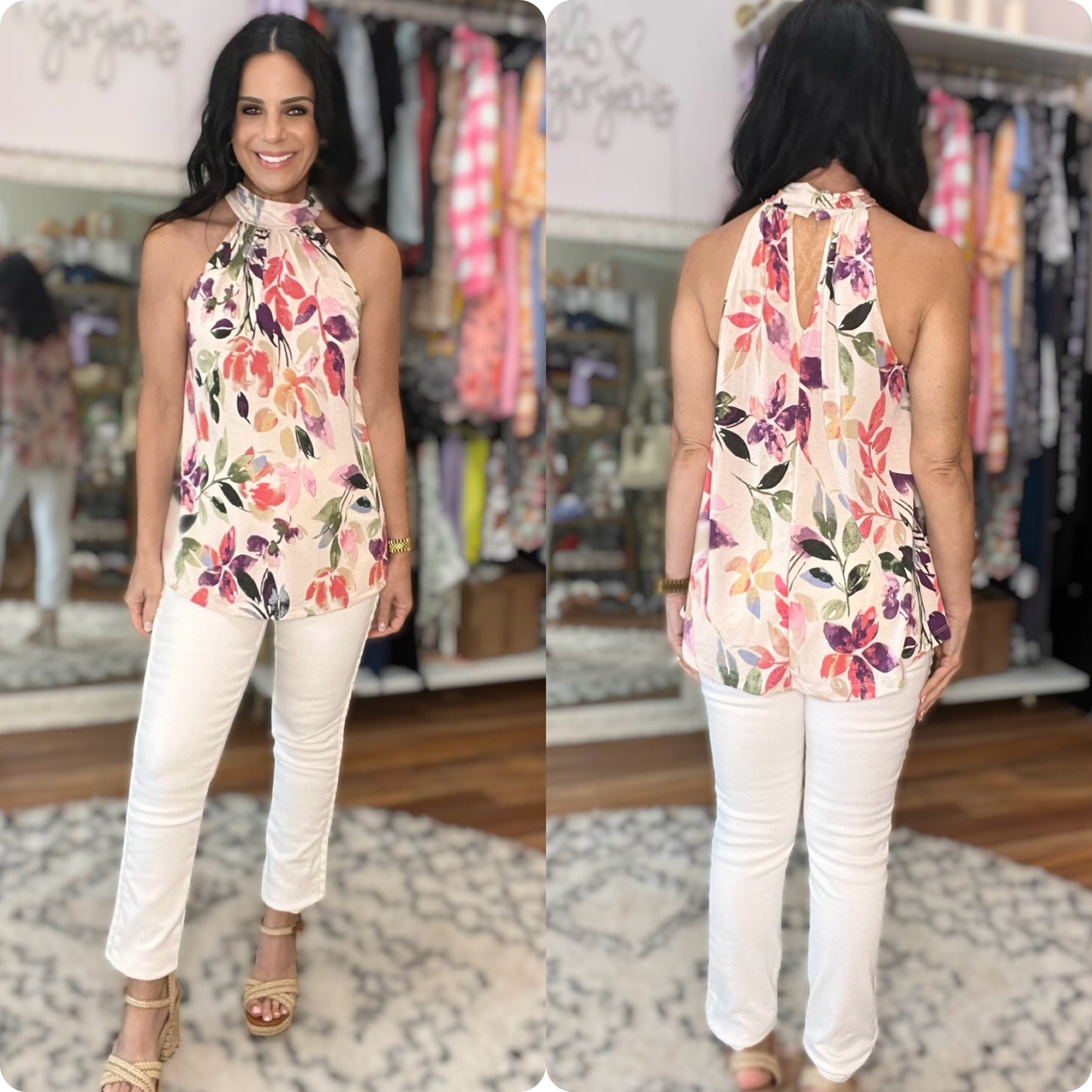 Feeling Lovely Floral Halter Blouse