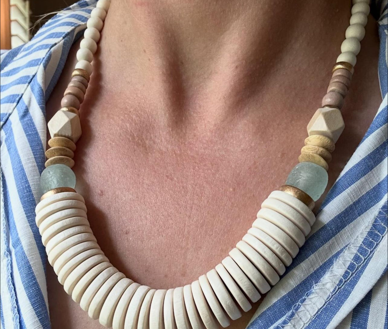 Wooden Beaded Statement Necklace