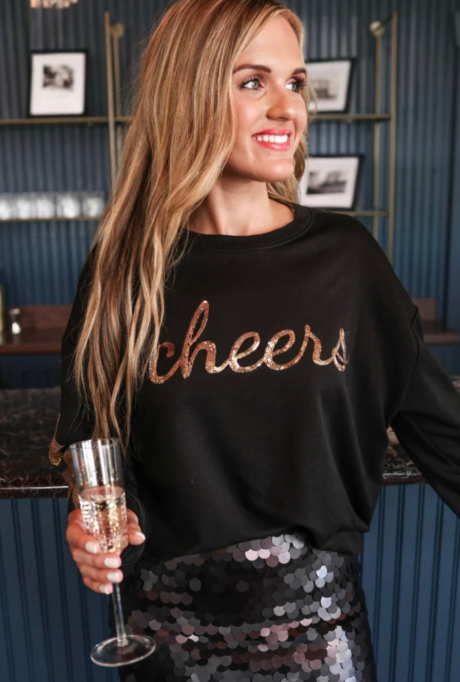 Cheers Sequin Stars Sweatshirt