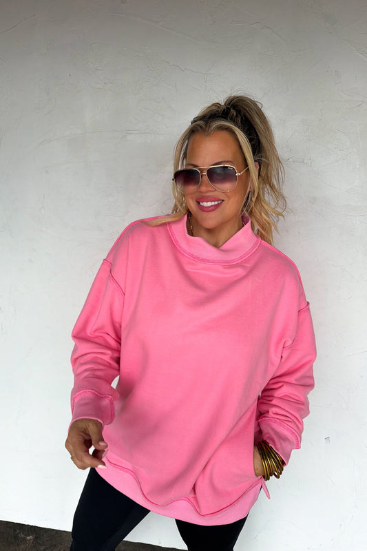 PREORDER - Mock Neck Pocket Pullover - 4 colors