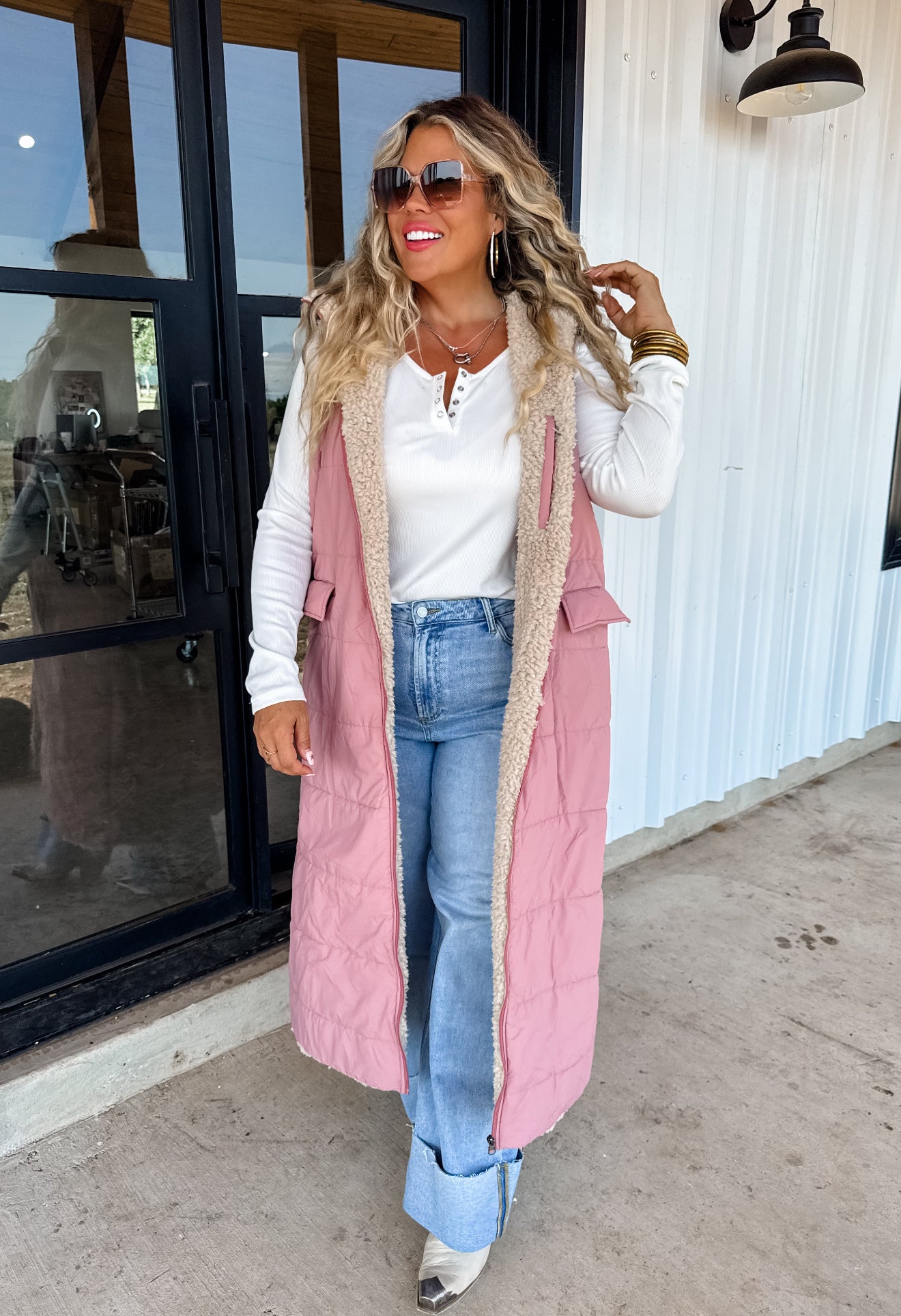 PREORDER - Reversible Sherpa Puffer Vest - 3 colors