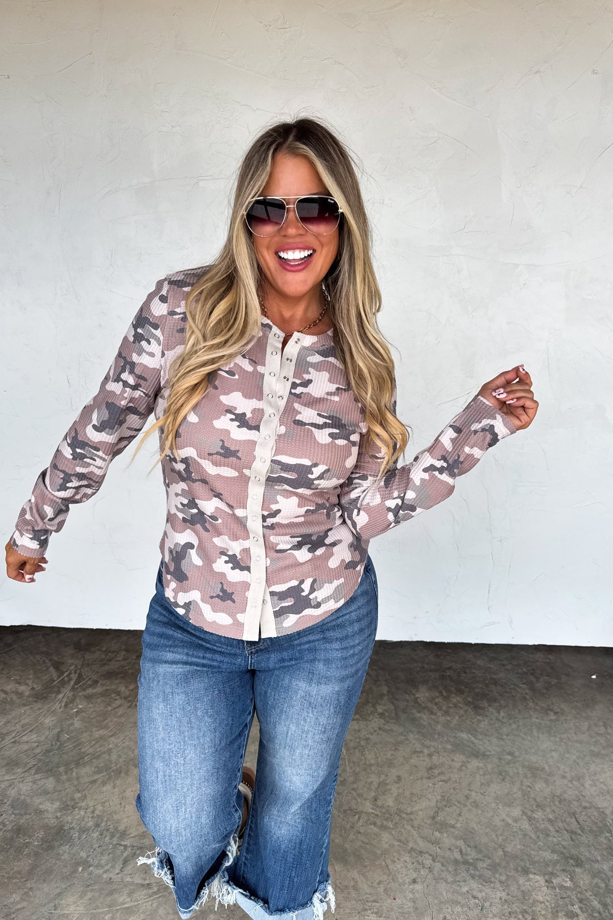 PREORDER - Kori Snap Button Waffle Top - 4 patterns