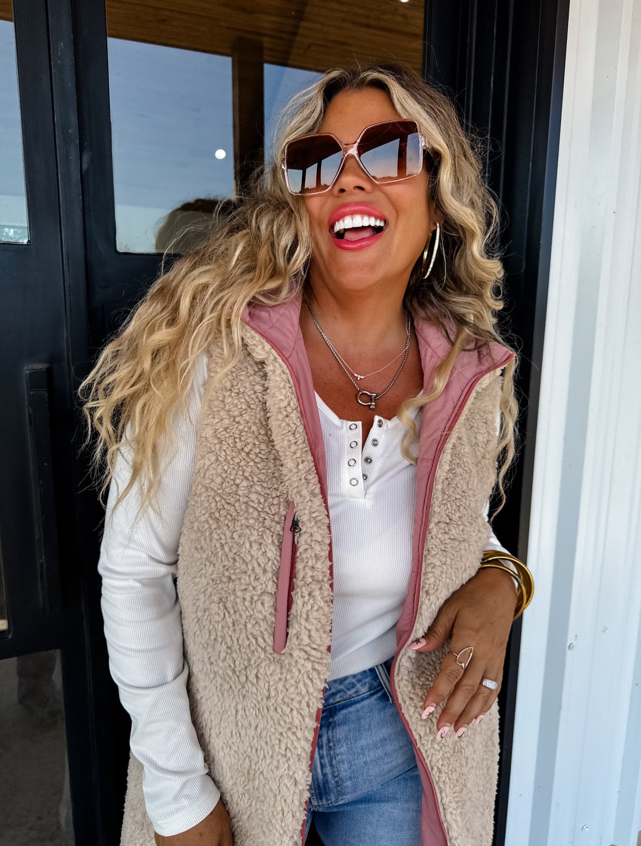 PREORDER - Reversible Sherpa Puffer Vest - 3 colors