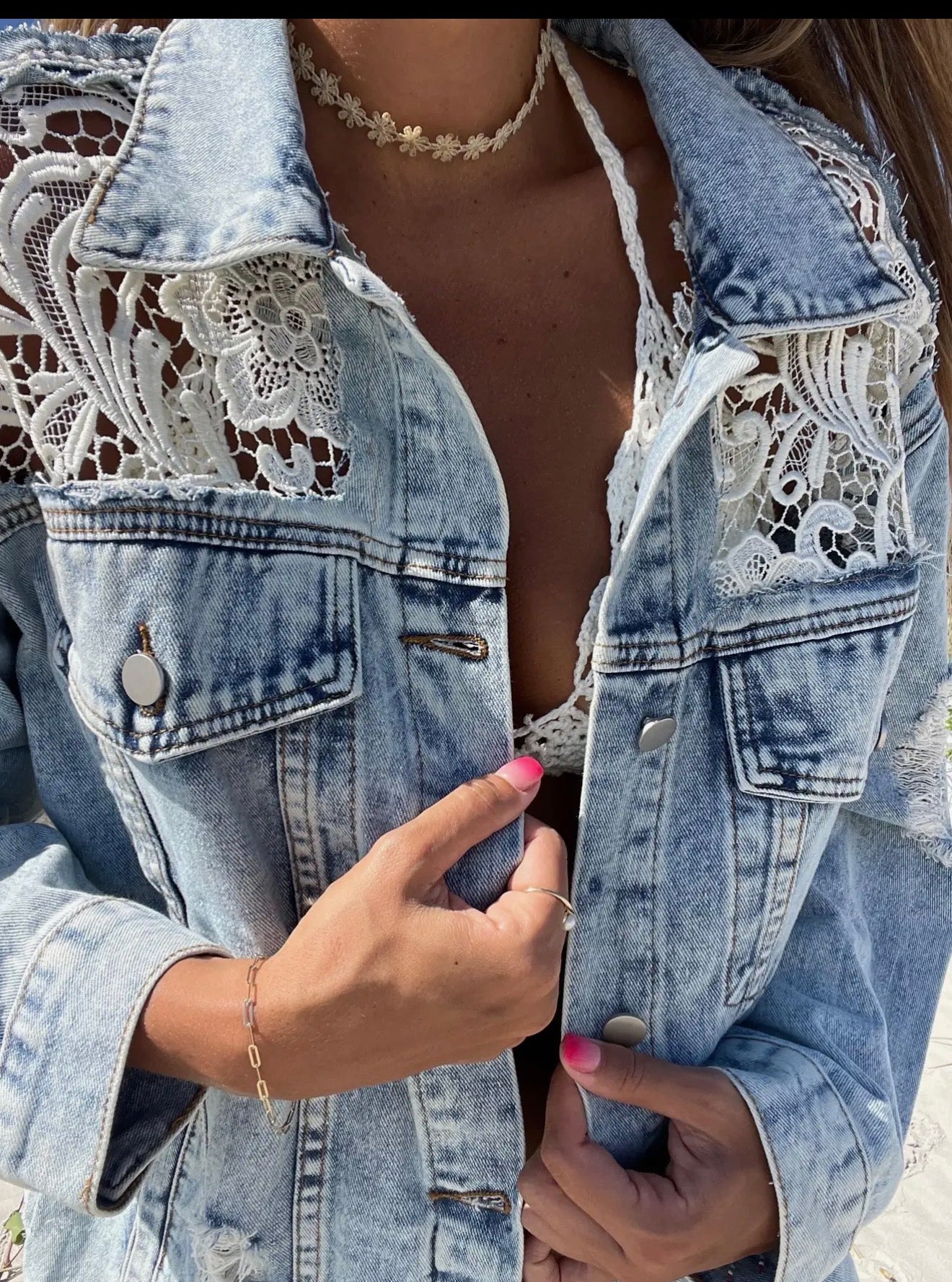 Melrose Lace Denim Jacket