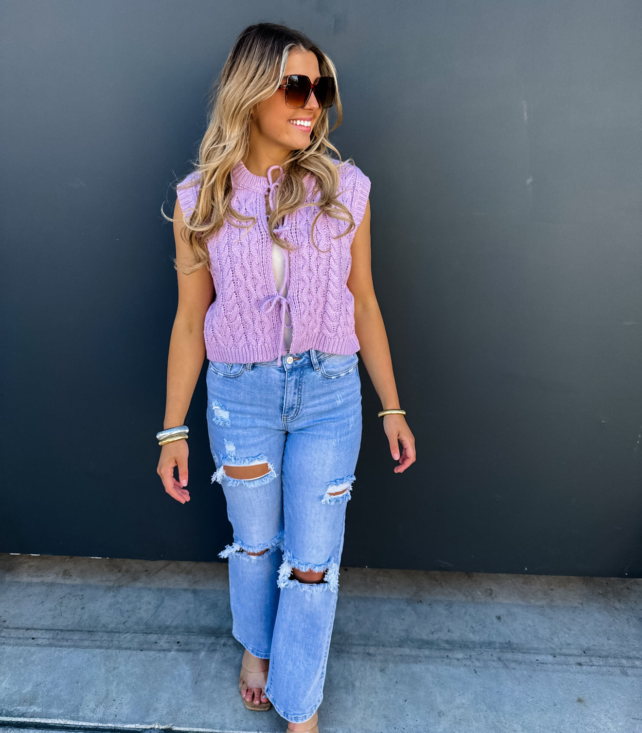 PREORDER - Flora Tie-Front Sweater Vest - 3 colors