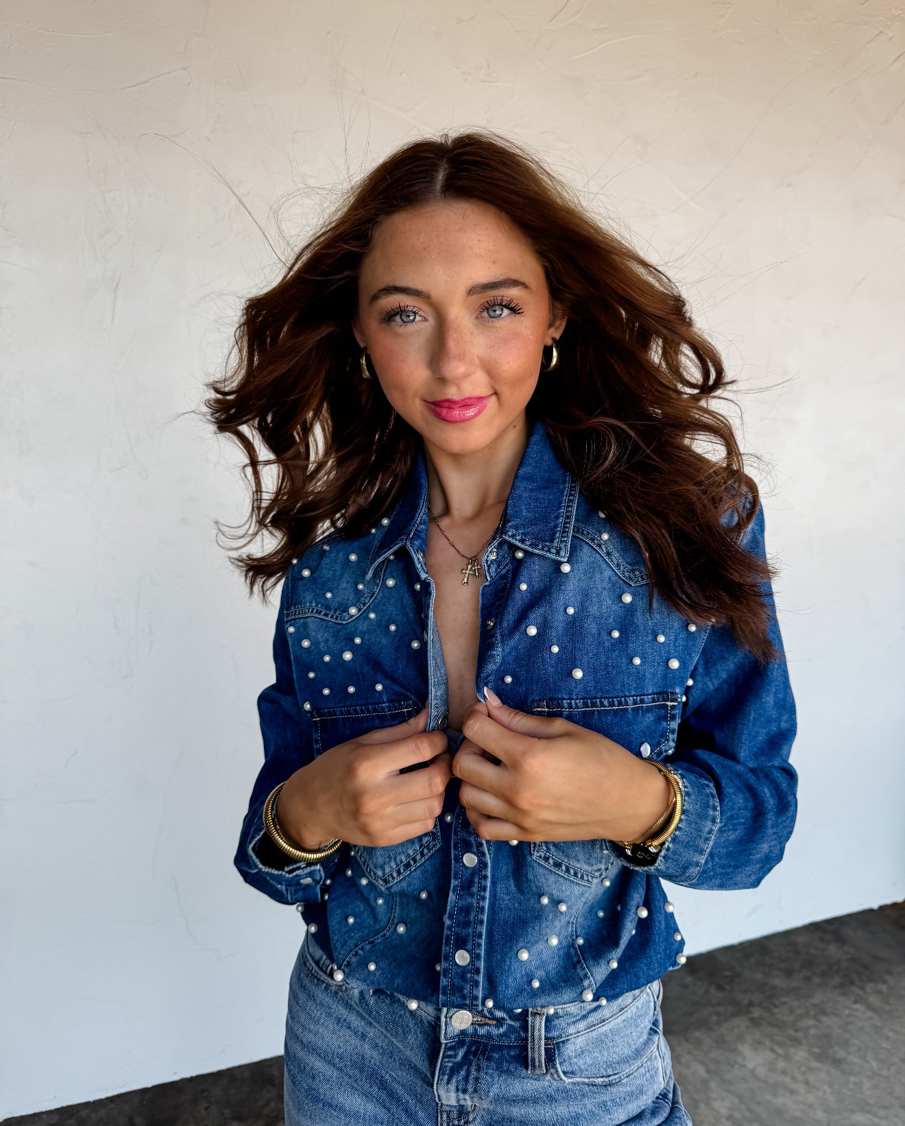 PREORDER - Dolly Pearl Denim Top