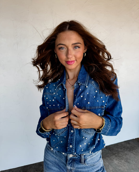 PREORDER - Dolly Pearl Denim Top