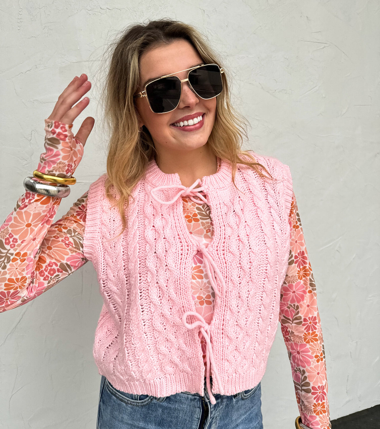 PREORDER - Flora Tie-Front Sweater Vest - 3 colors