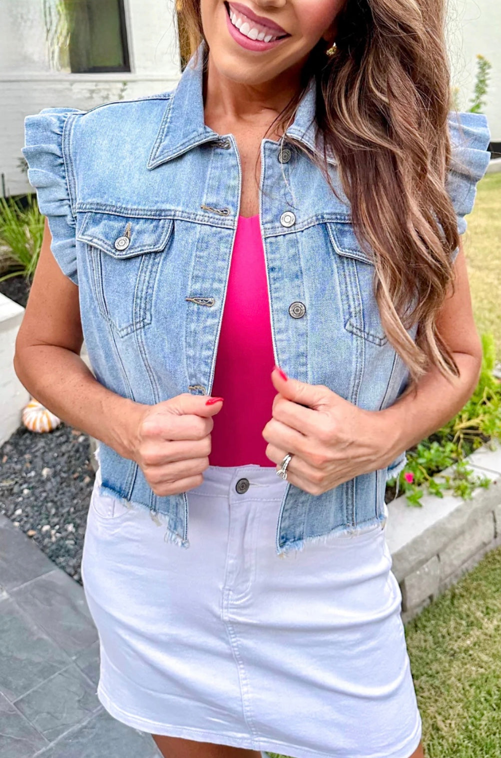 Jordan Ruffle Denim Vest