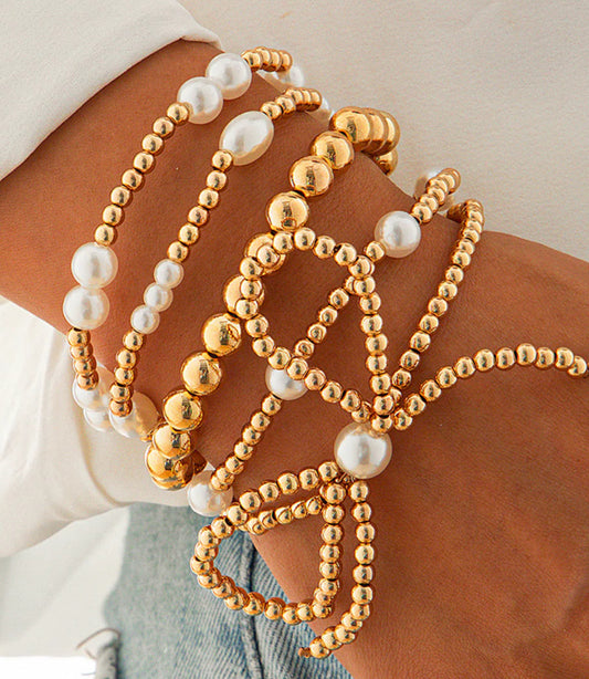 Pearl Bow Bracelet Set - 2 colors