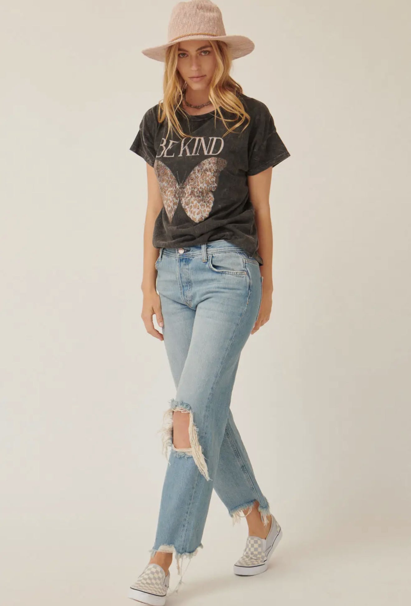 PREORDER - Be Kind Butterfly Mineral Wash Graphic Tee
