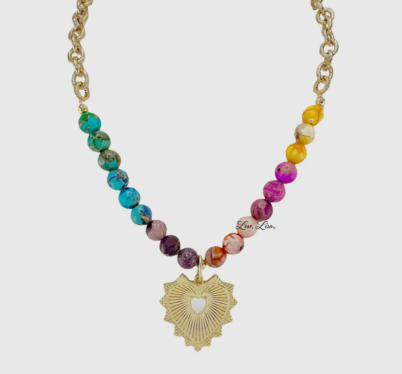 Niki White Opal Heart Necklace - 2 colors