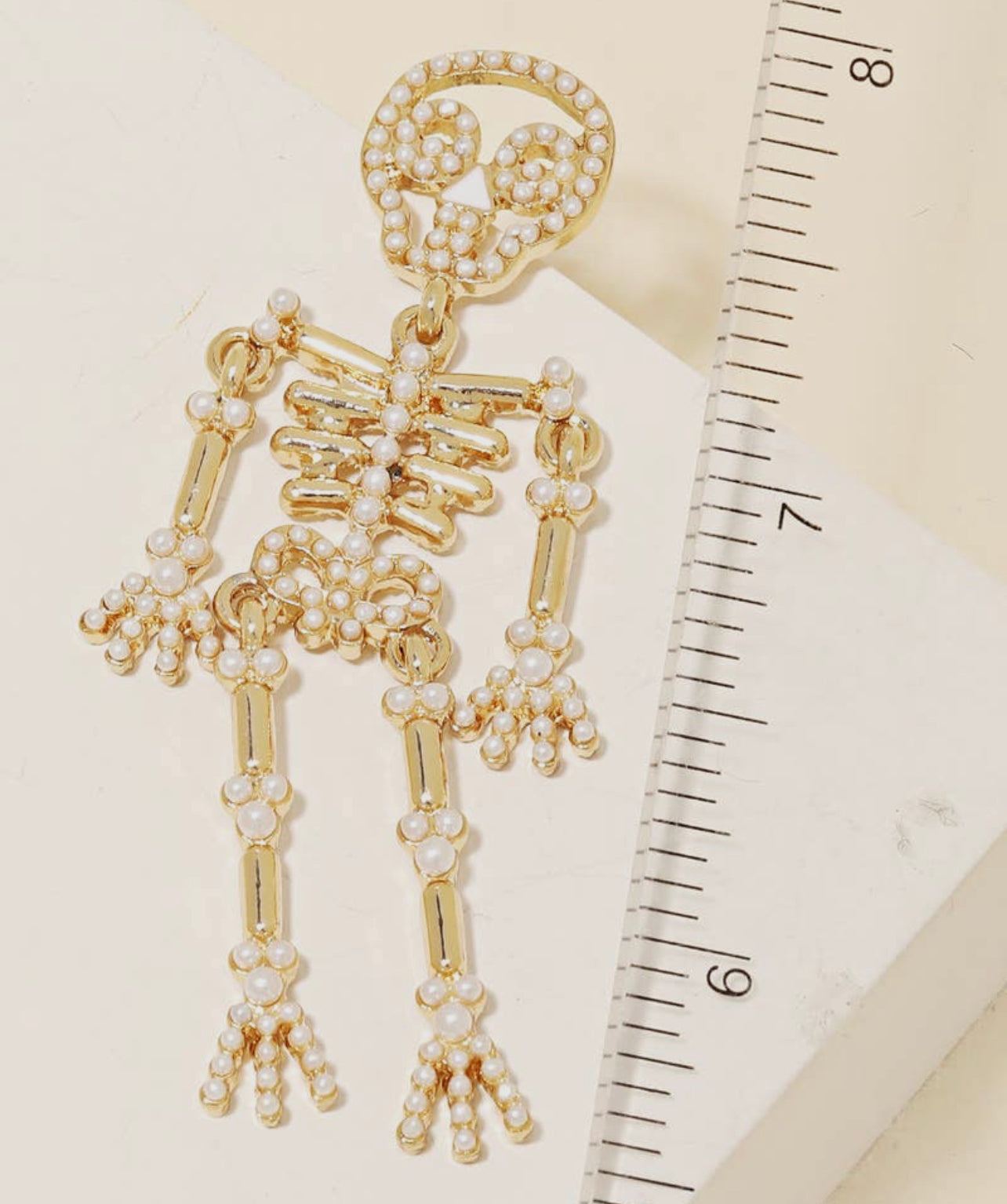 Pearly Studded Skeleton Earrings