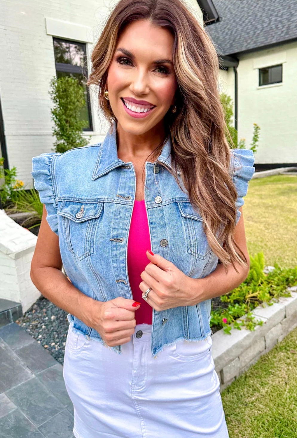 Jordan Ruffle Denim Vest