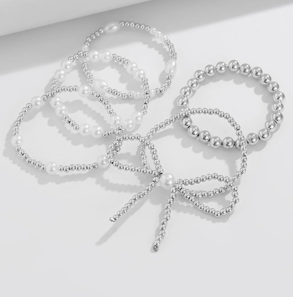 Pearl Bow Bracelet Set - 2 colors