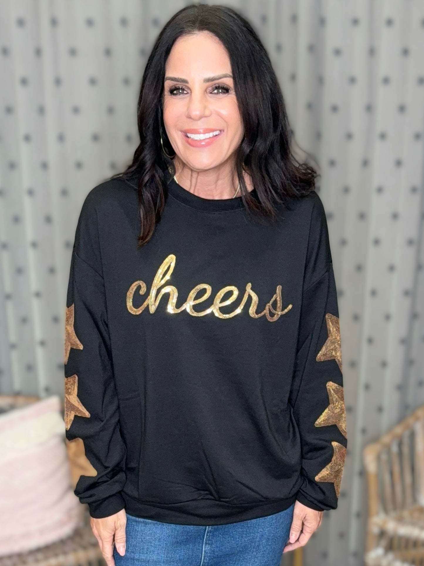 Cheers Sequin Stars Sweatshirt