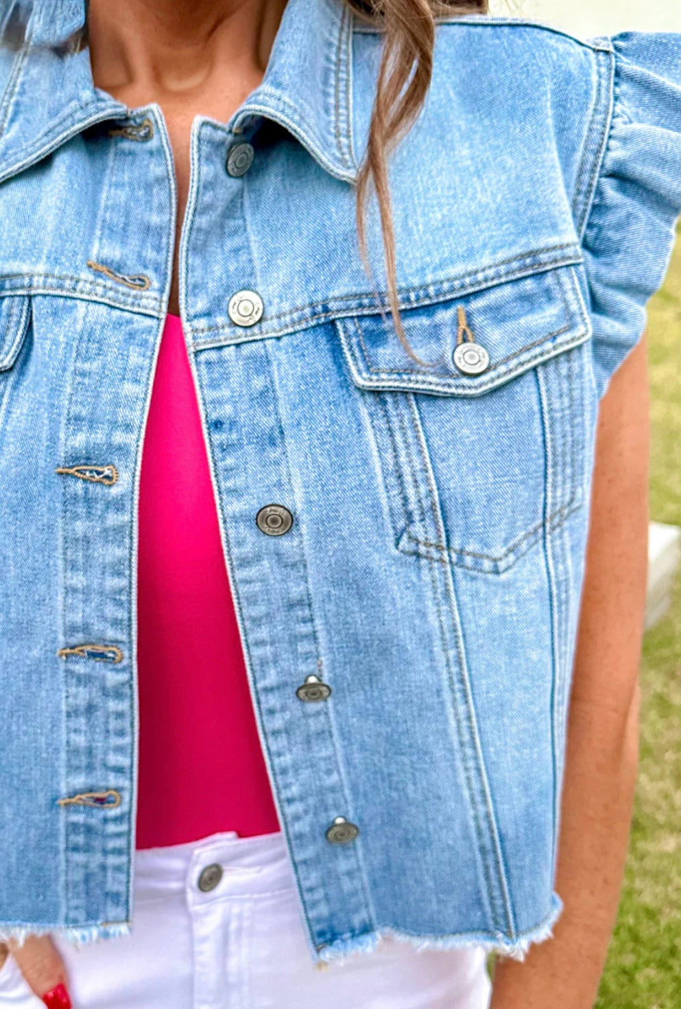 Jordan Ruffle Denim Vest