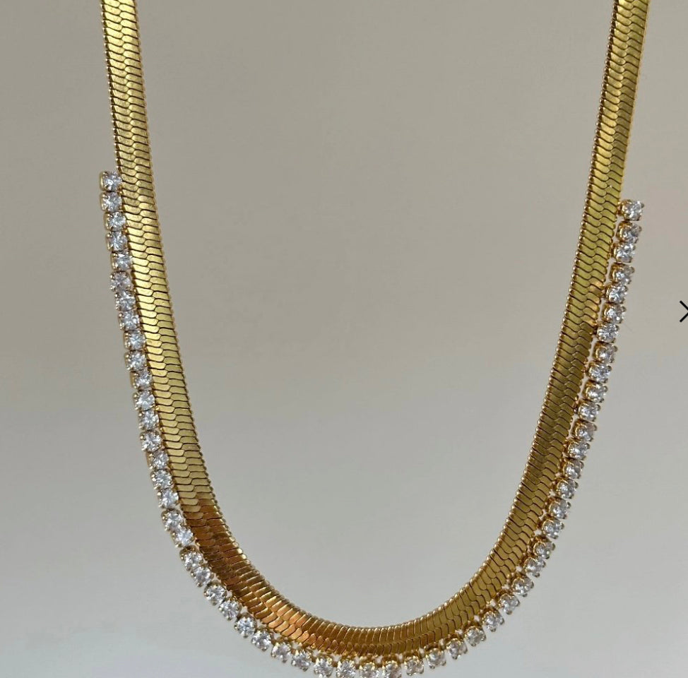 Herringbone Rhinestone Necklace