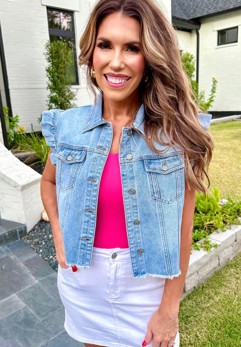 Jordan Ruffle Denim Vest