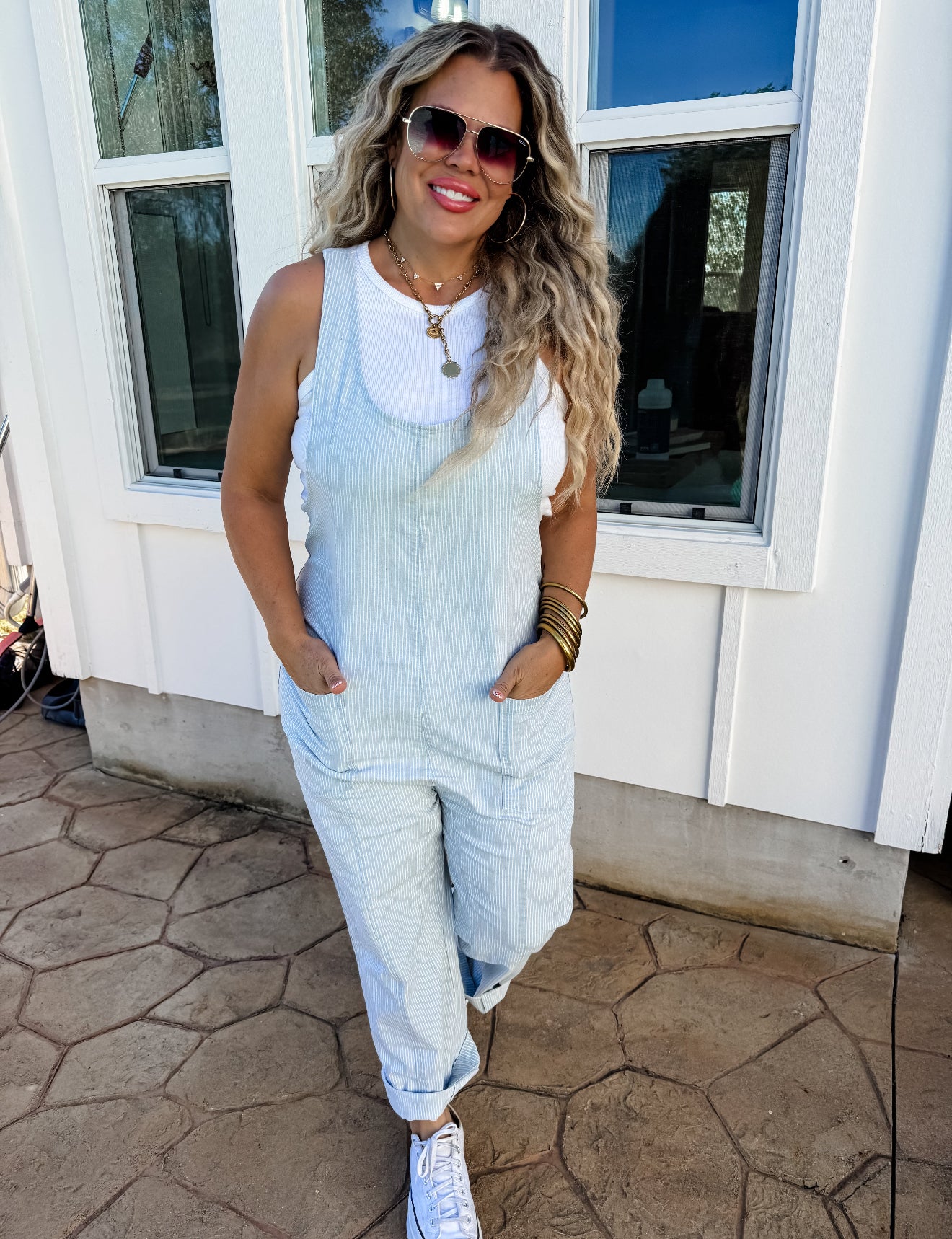 Stripe Britte Romper Overalls