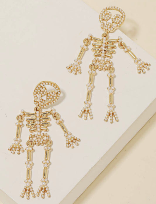 Pearly Studded Skeleton Earrings