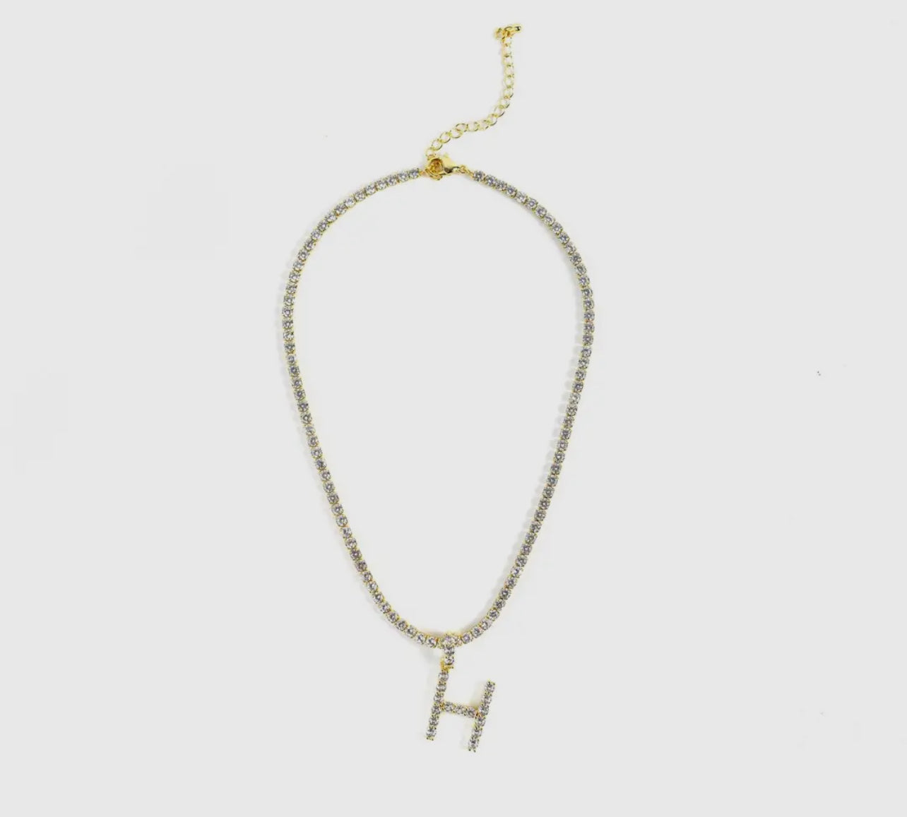 The Sis Kiss Tennis Chain Initial Choker