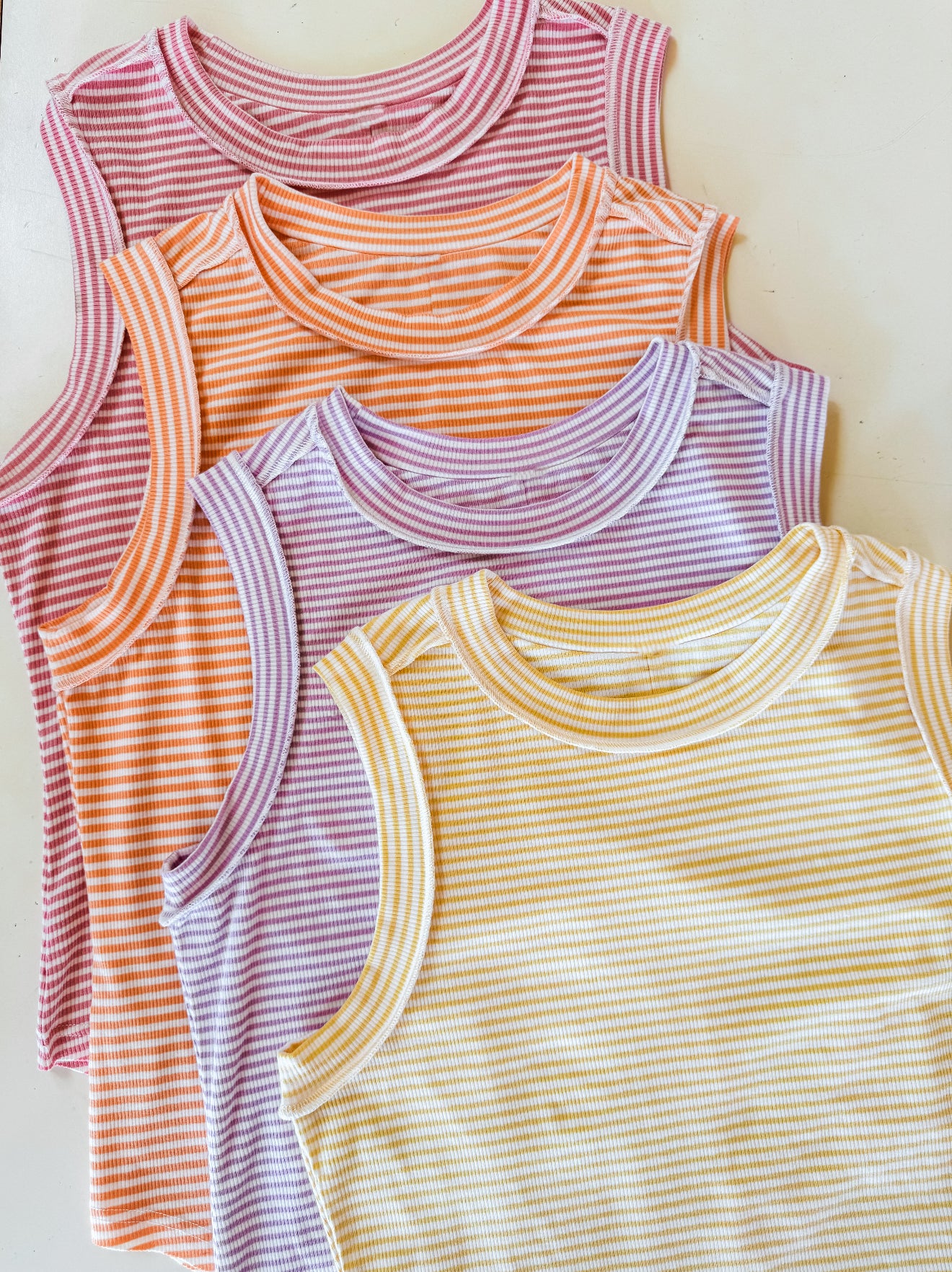 Summer Bianca Striped Ribbed Tank - 4 colors