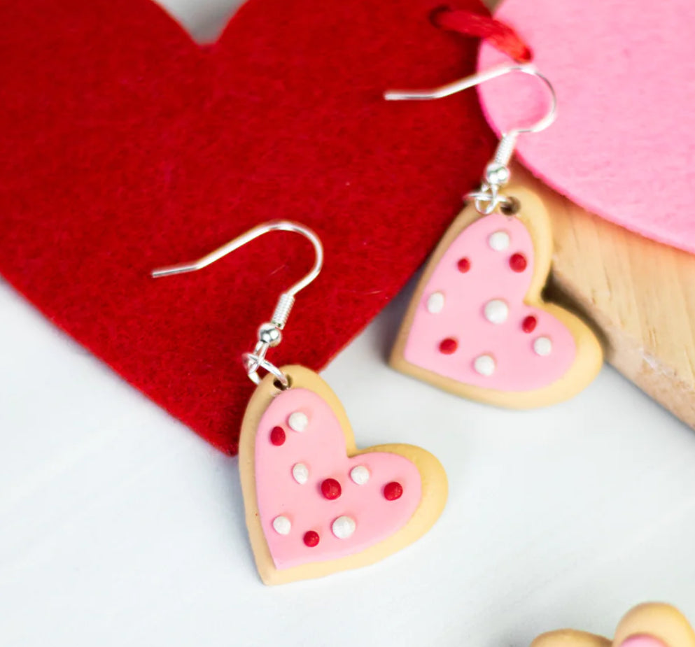 Heart Sugar Cookies Dangle Earrings