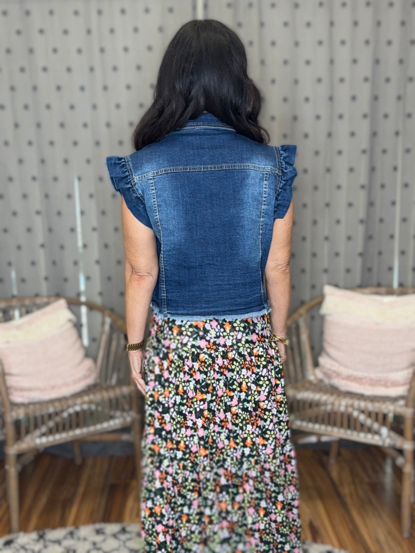 Jordan Ruffle Denim Vest