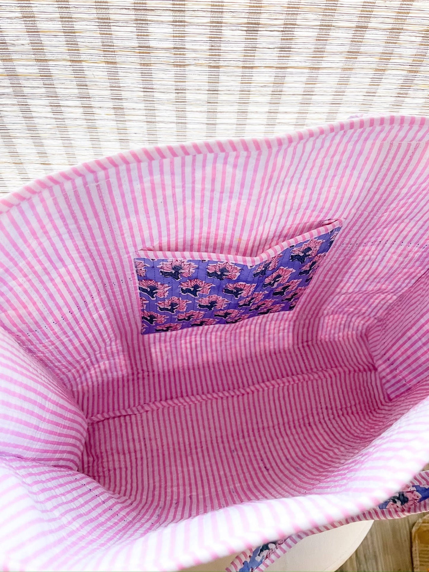 Sybil Blue Patterned Tote Bag