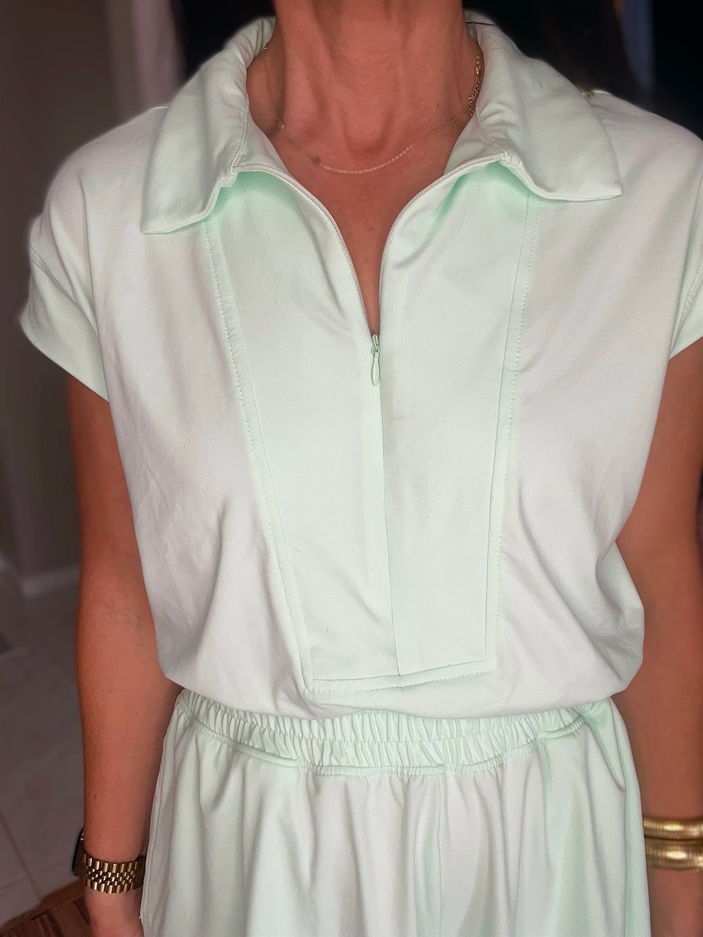 Nothing Like It Collared Romper in Morning Mint