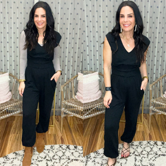 Maya V-Neck Pocketed Jumpsuit