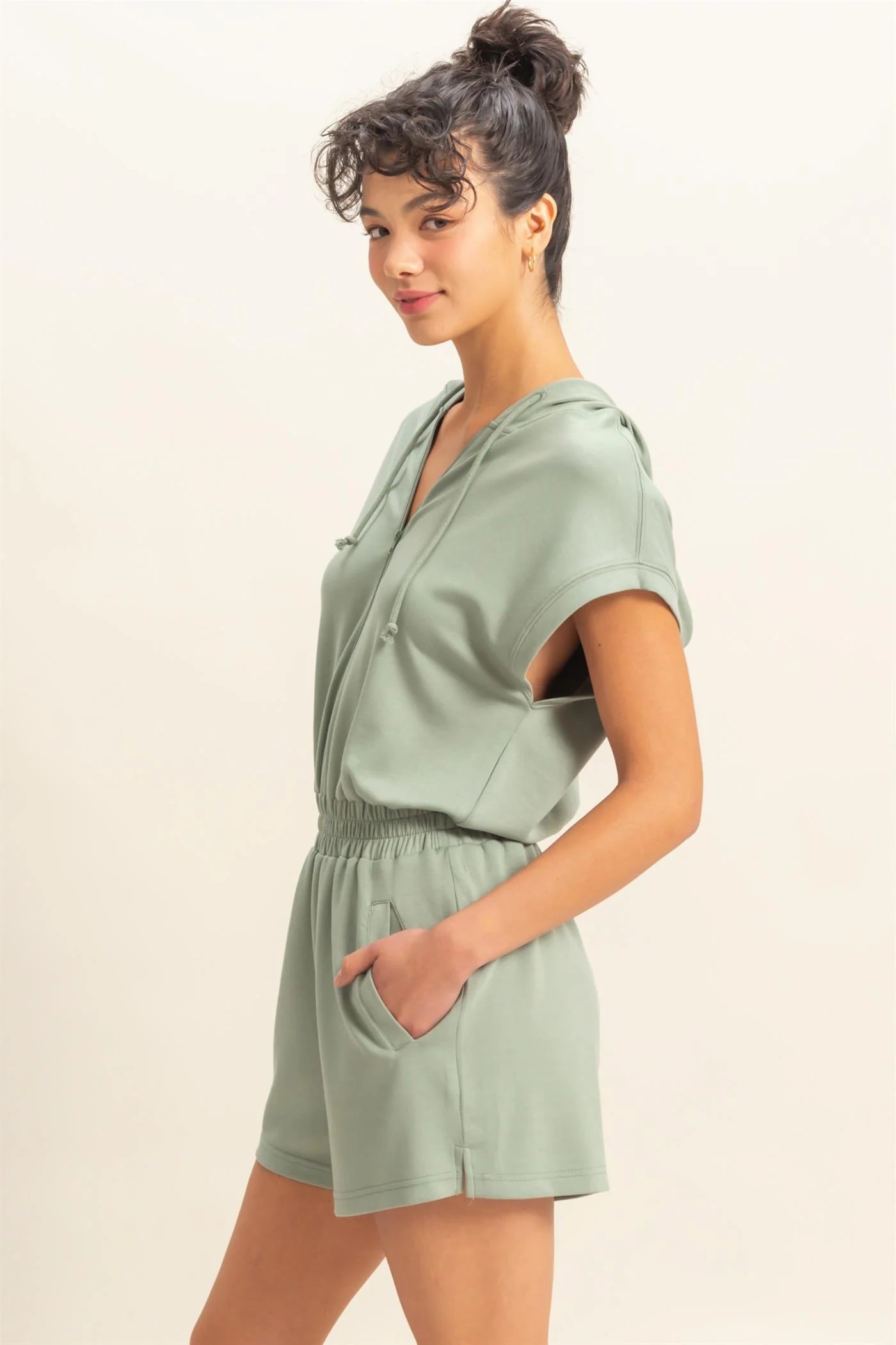 PREORDER - Running Errands Half Zip Hooded Romper