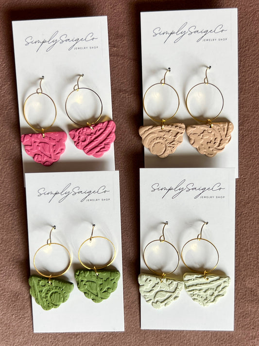 Elegant Printed Cloud Clay Fishhook Dangles - 4 colors