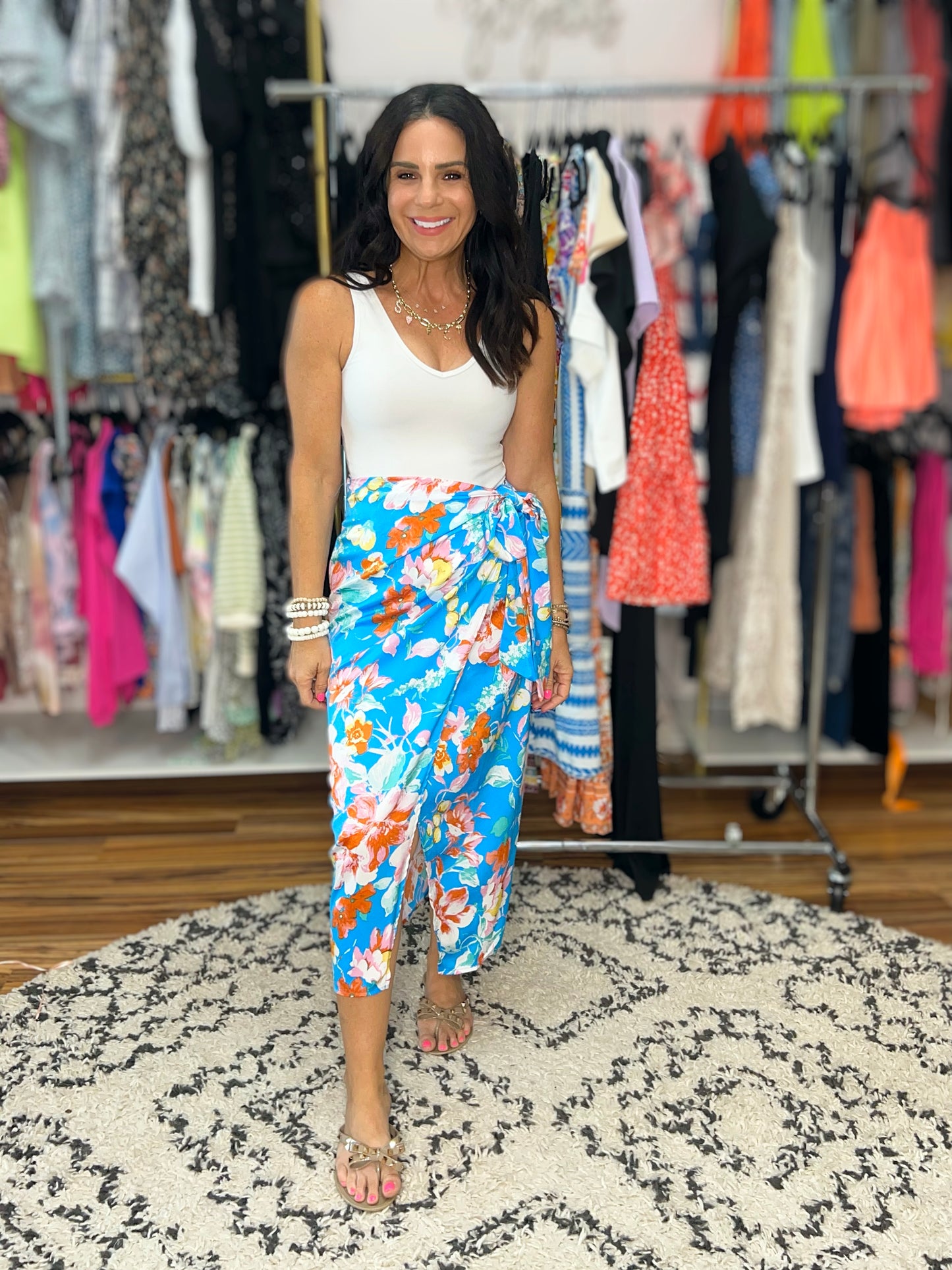 Take Me Outside Wrap Around Skirt in Blue