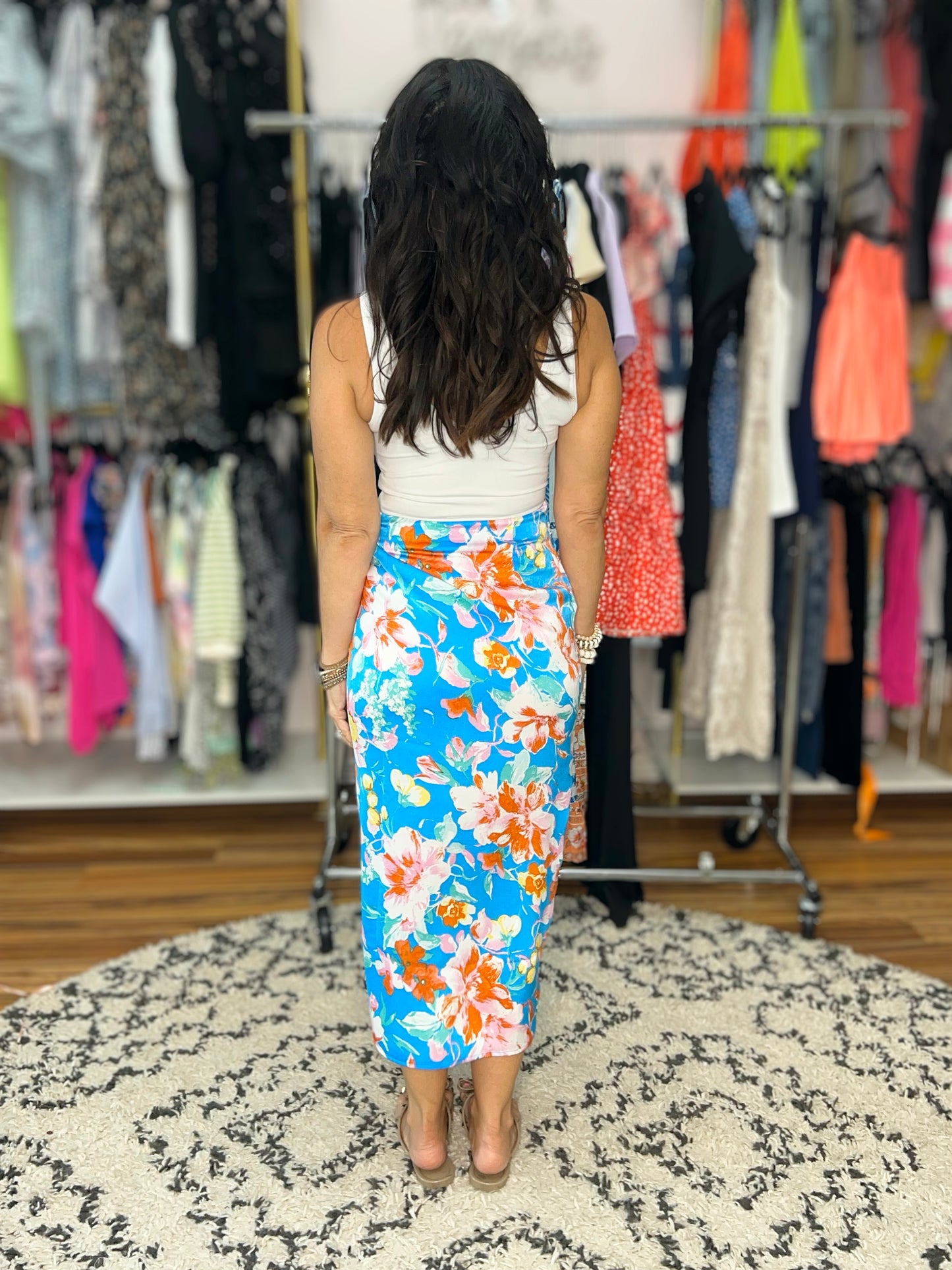 Take Me Outside Wrap Around Skirt in Blue