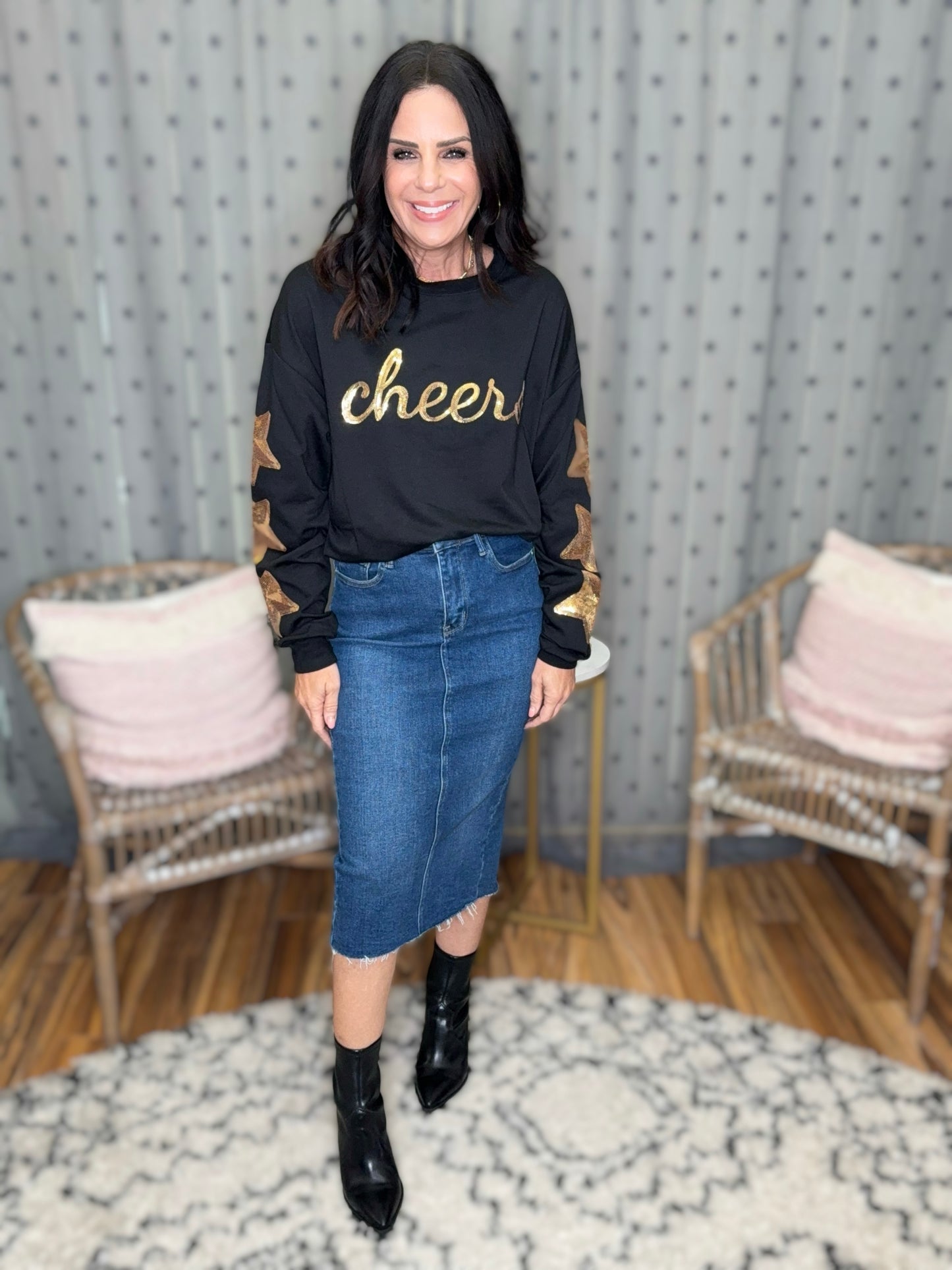 Cheers Sequin Stars Sweatshirt