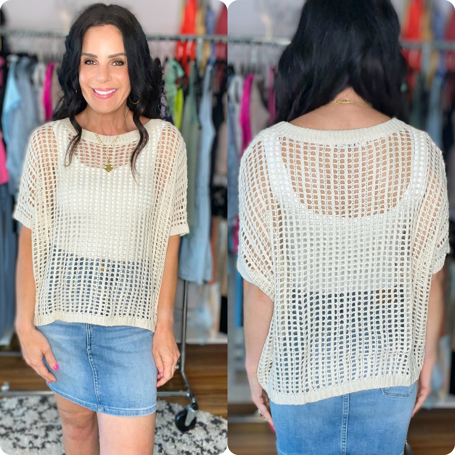 Coastal Dreams Fishnet Top in Cream