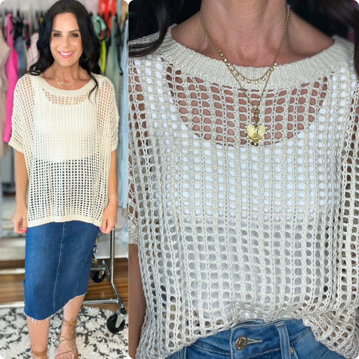 Coastal Dreams Fishnet Top in Cream