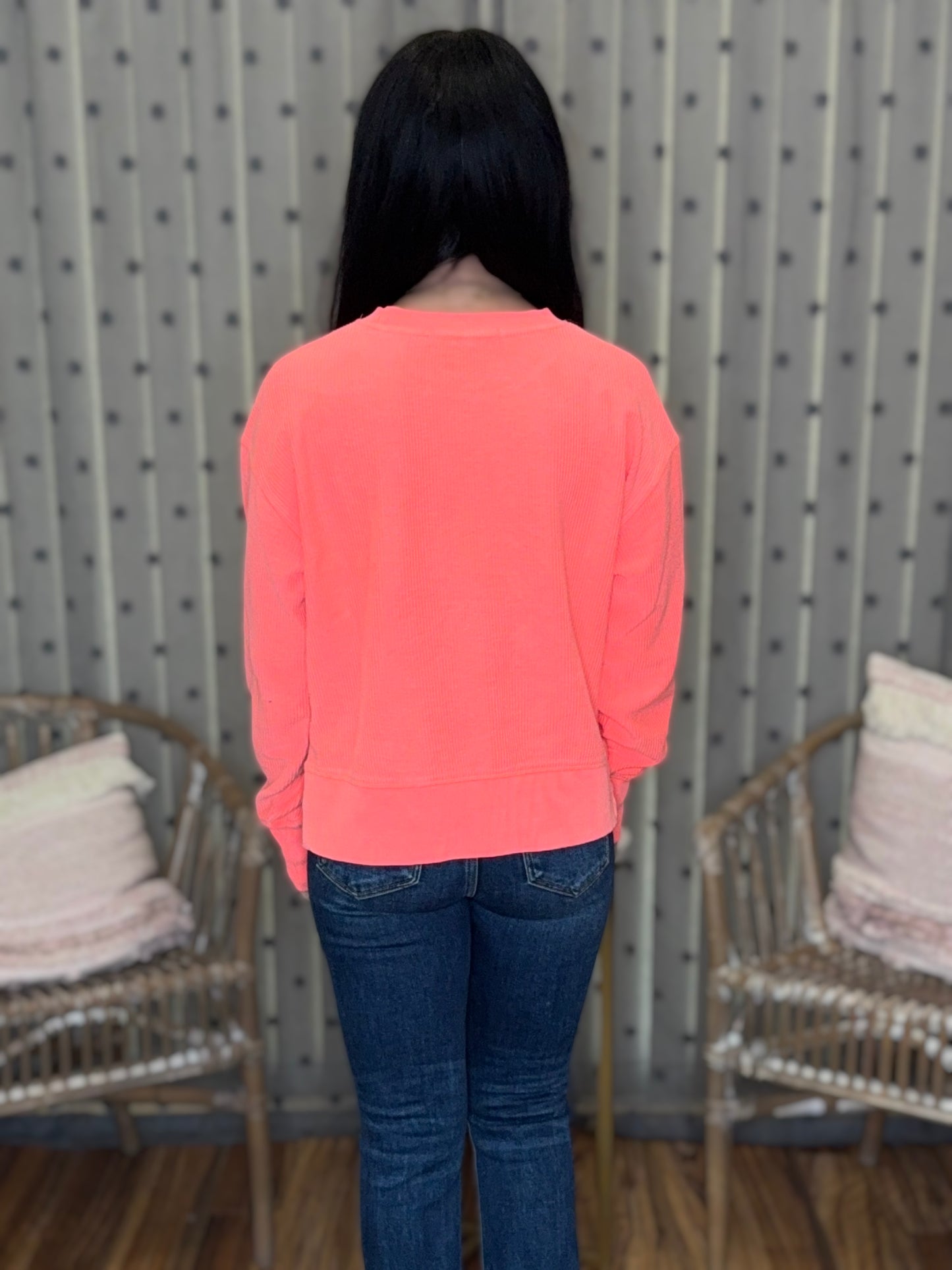 Corded Cropped Side Slit Crew - 2 colors