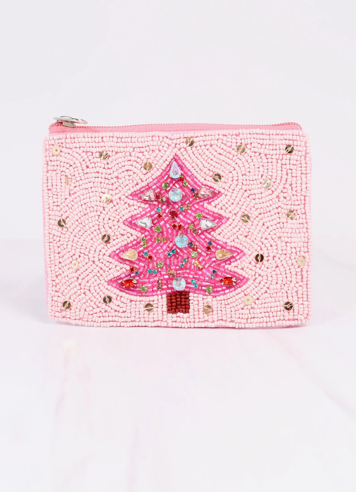 Christmas Tree Beaded Pouch