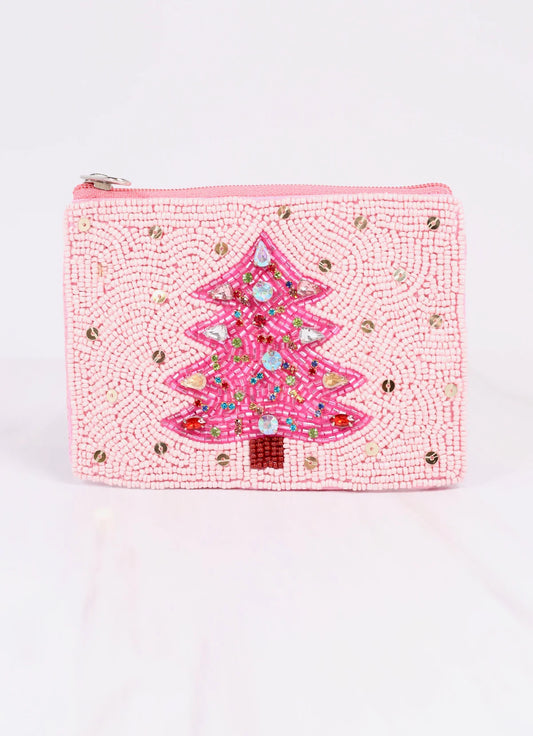 Christmas Tree Beaded Pouch